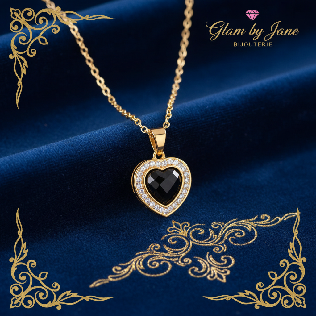 Pendentif coeur strass en acier inoxydable