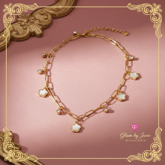 Collier fleur en acier inoxydable