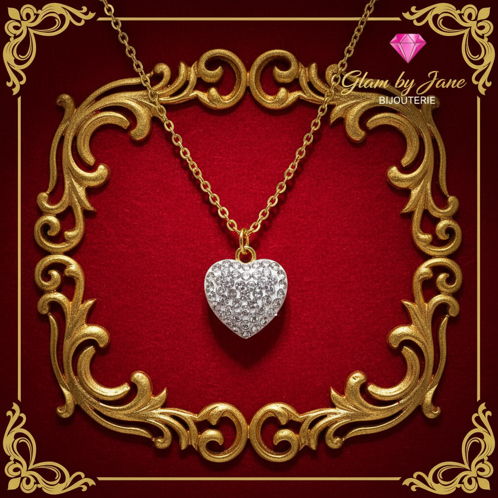 Collier coeur strass
