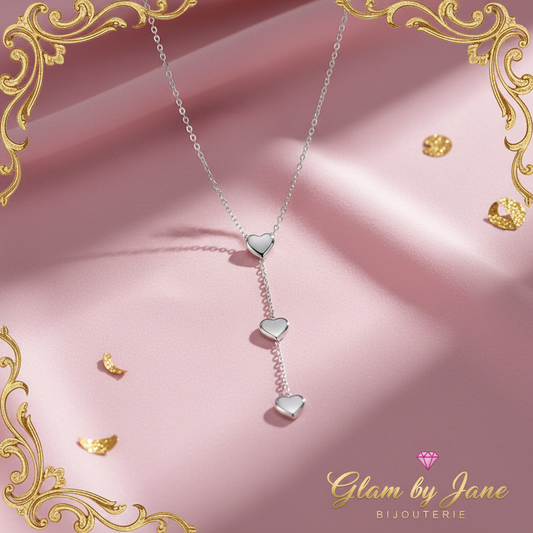 Collier 3 coeur en acier inoxydable