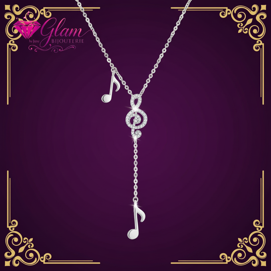 Collier note de musique en acier inoxydable