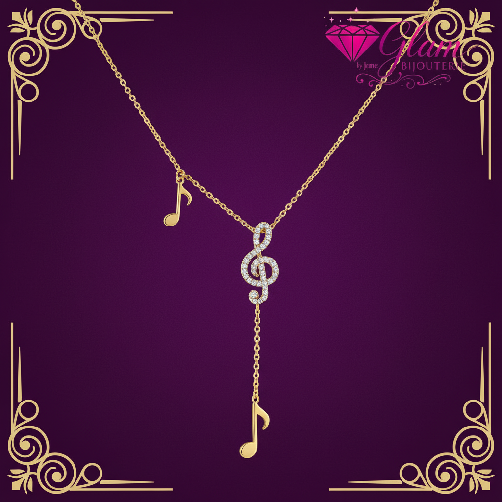 Collier note de musique en acier inoxydable