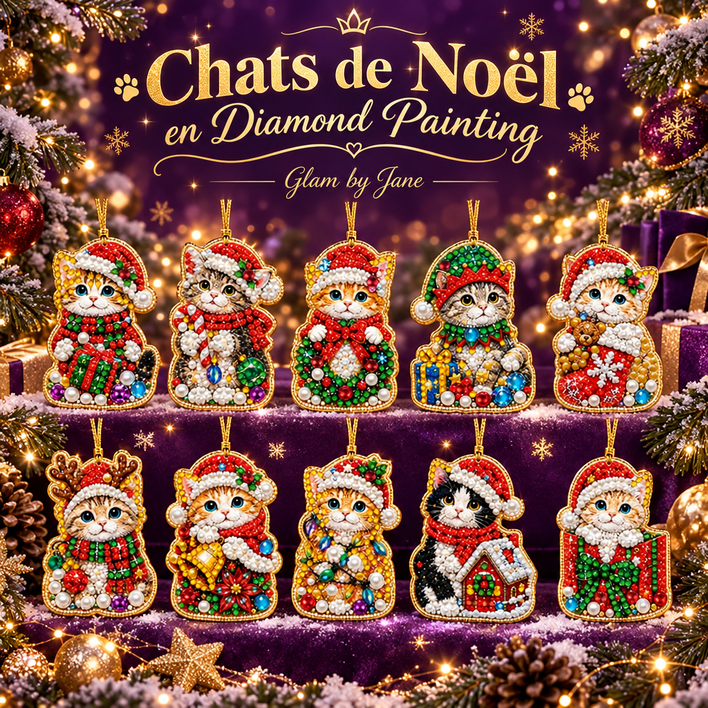 Kit de 10 Décorations de Noël en Diamond Painting 5D