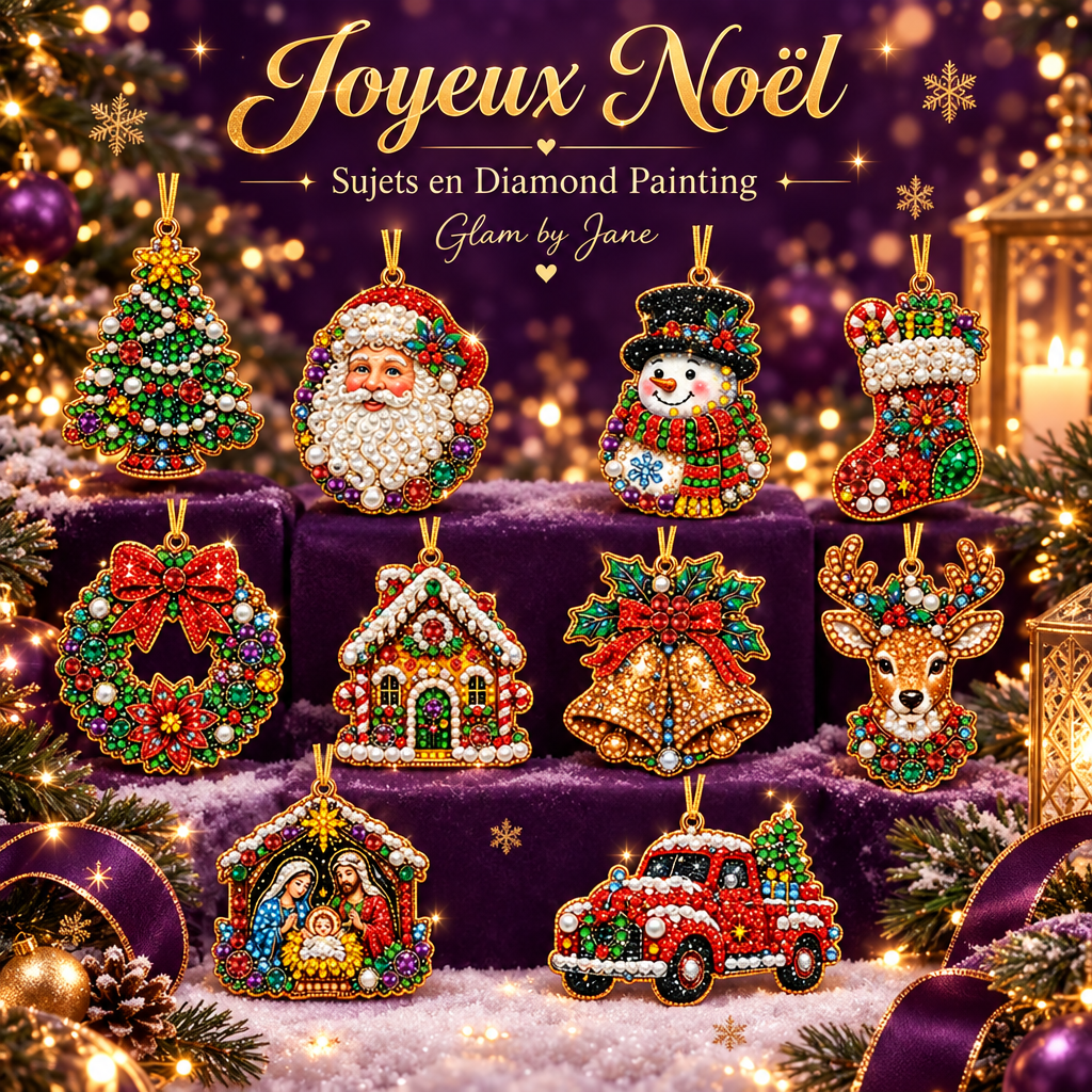 Kit de 10 Décorations de Noël en Diamond Painting 5D