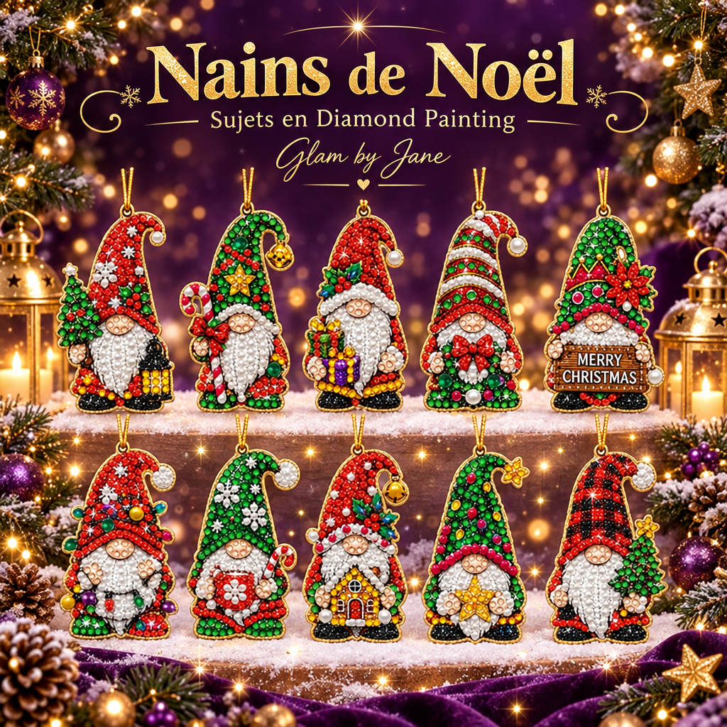 Kit de 10 Décorations de Noël en Diamond Painting 5D