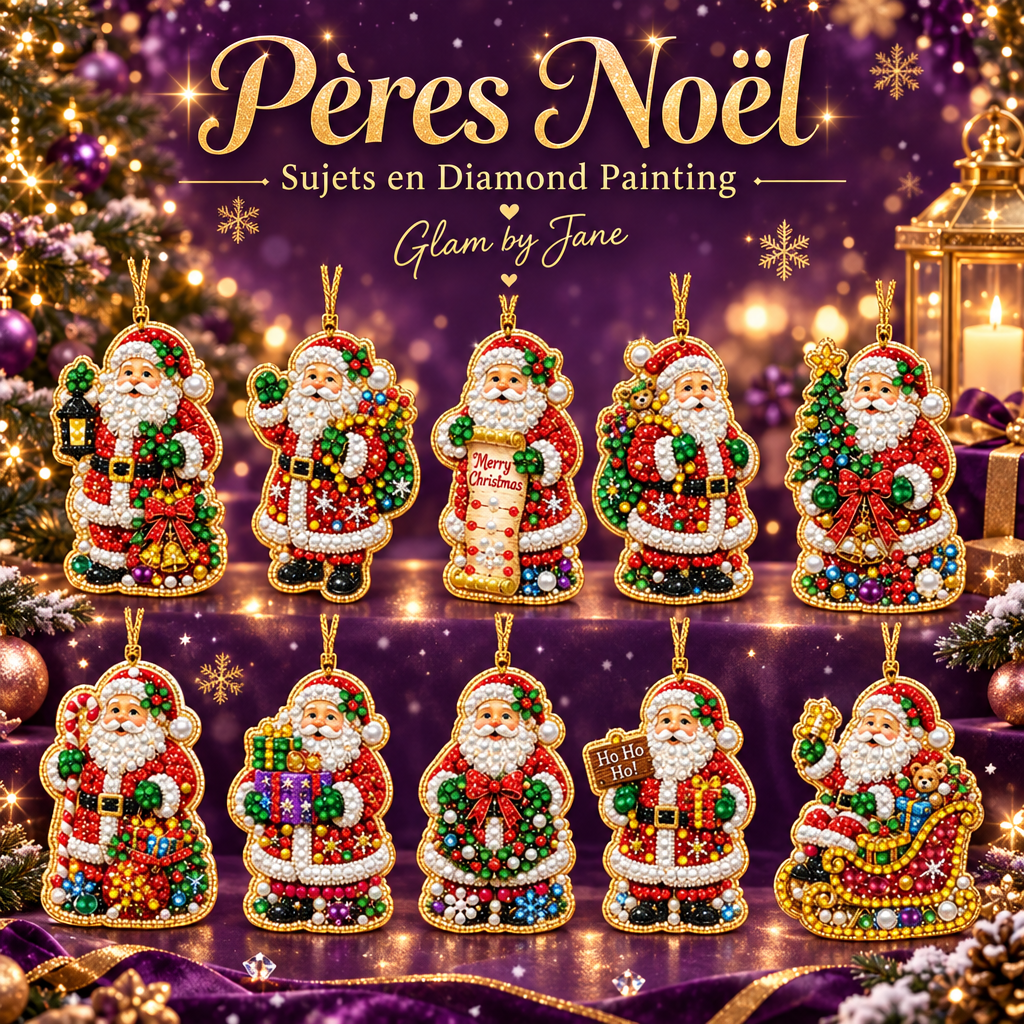 Kit de 10 Décorations de Noël en Diamond Painting 5D