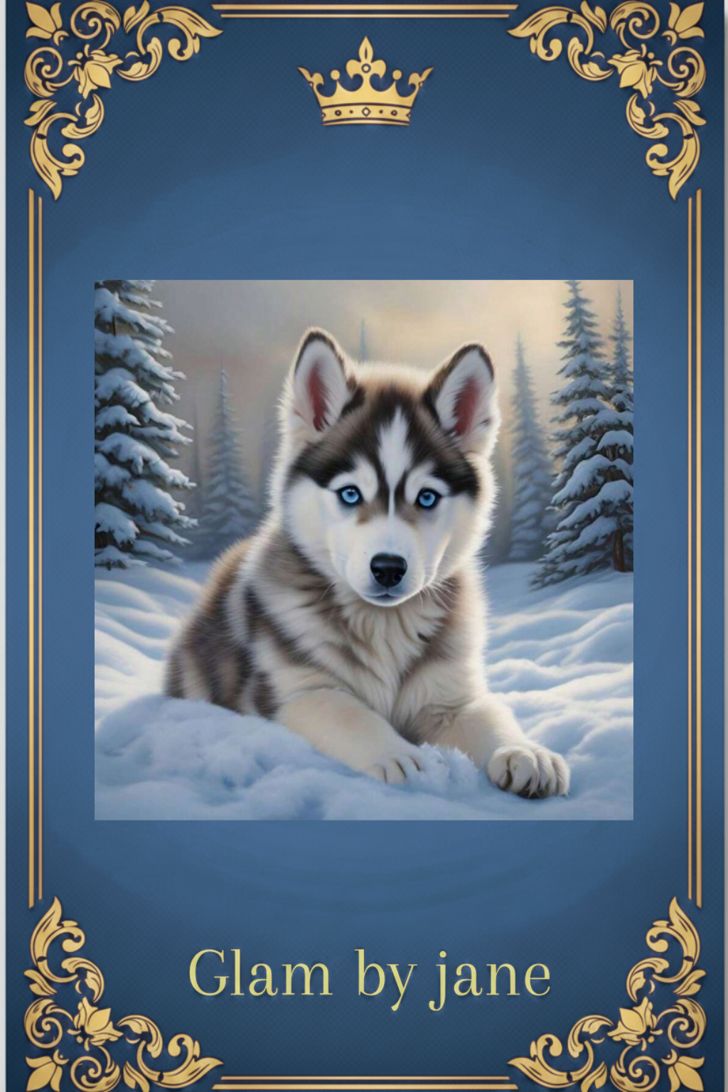 Kit de peinture diamant ronde Motif Husky mignon