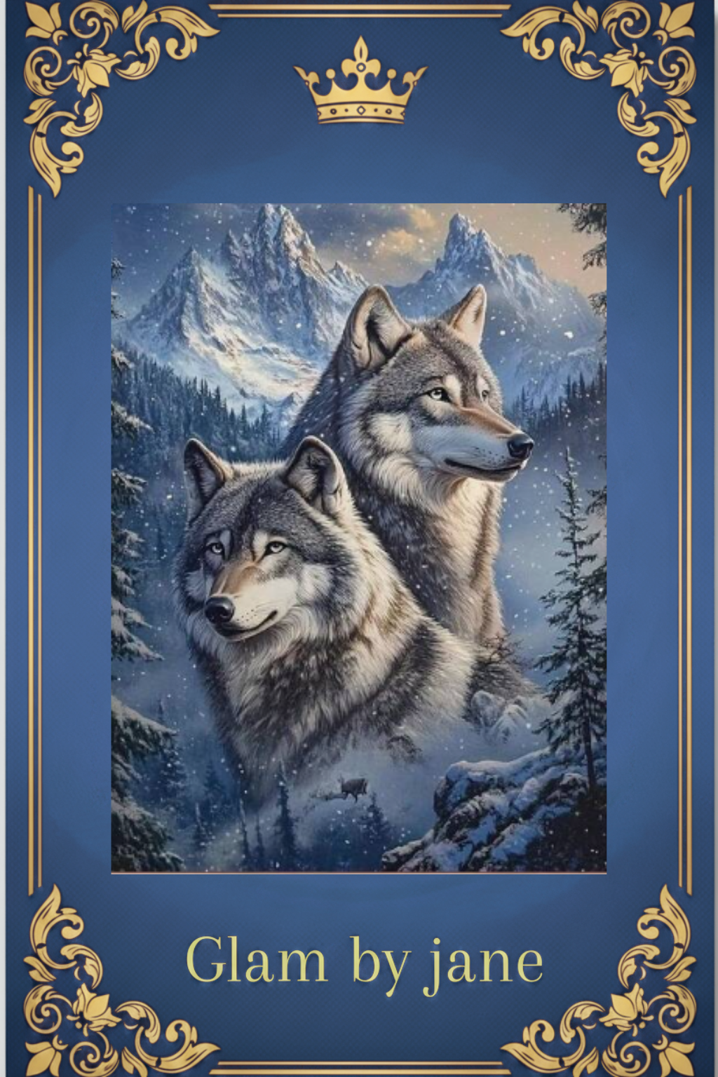 Couple de loups dans la montagne enneigée