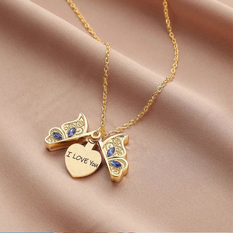 Collier Papillon « I Love You » – Bijou Fantaisie