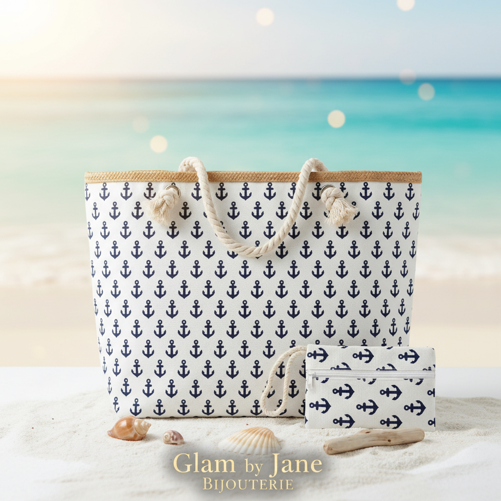 Grand Sac de Plage Motif Ancre