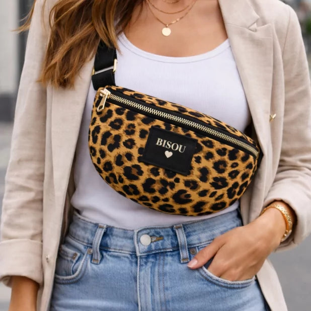 Sac banane "Bisou" motif Léopard ou rayures étoiles