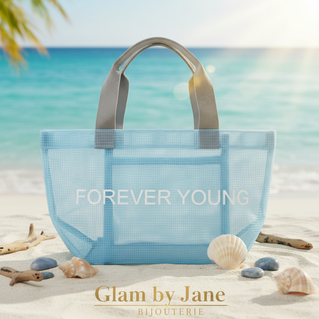 Sac Cabas Rose en Filet Mesh  Idéal Plage, Sport et Loisirs