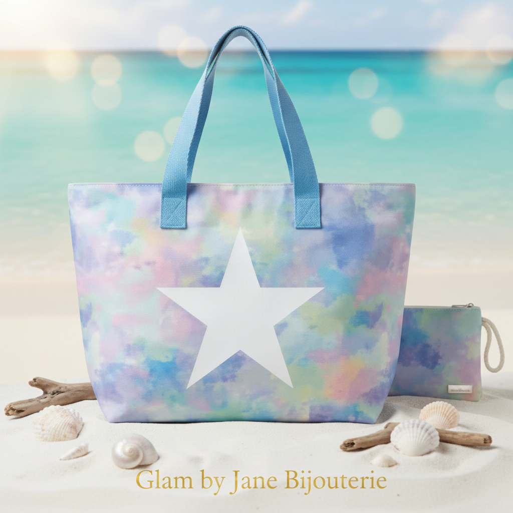 Le Grand Sac de Plage “Etoile” + Pochette Assortie