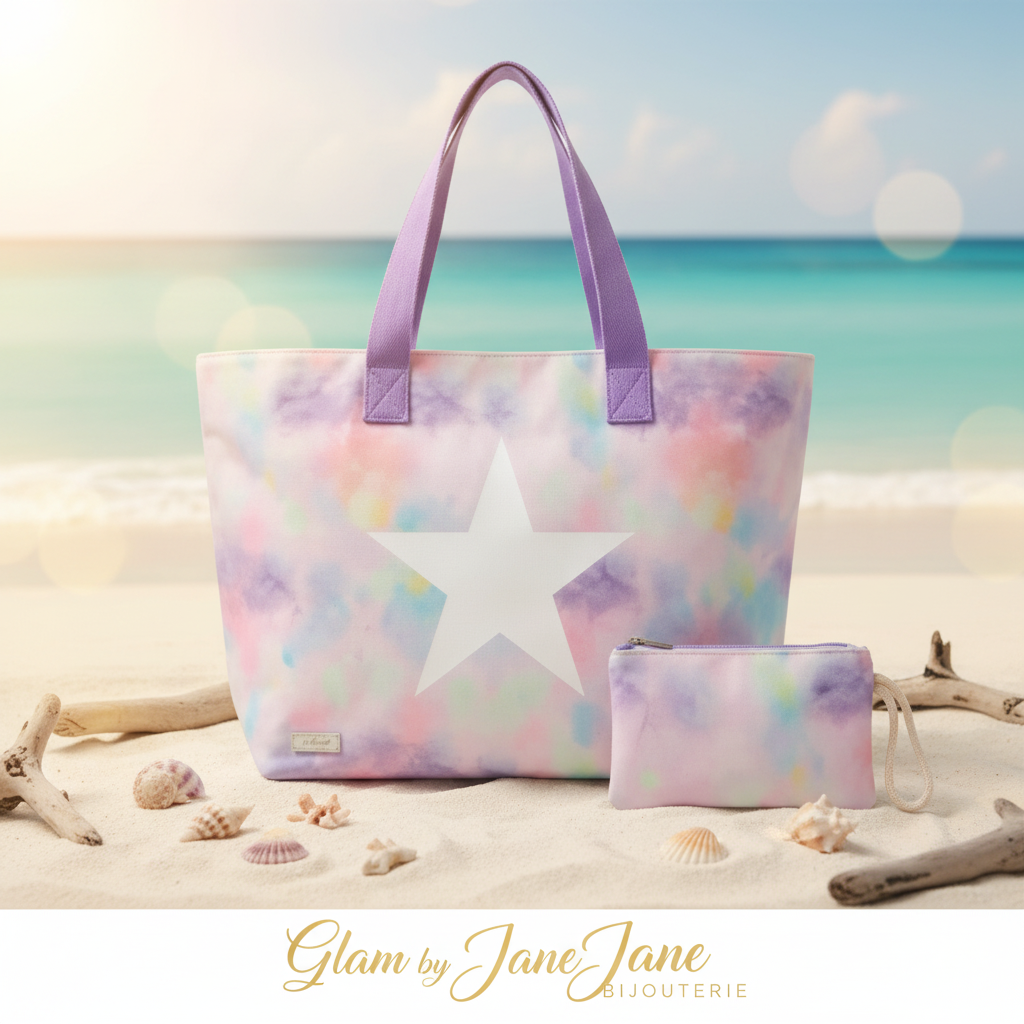 Le Grand Sac de Plage “Etoile” + Pochette Assortie