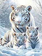 Kit Diamond Painting 5D – Tigres blancs dans la neige