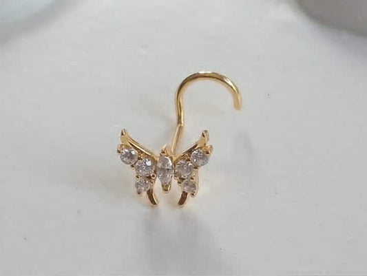 percing pour le nez motif papillon en acier inoxydable